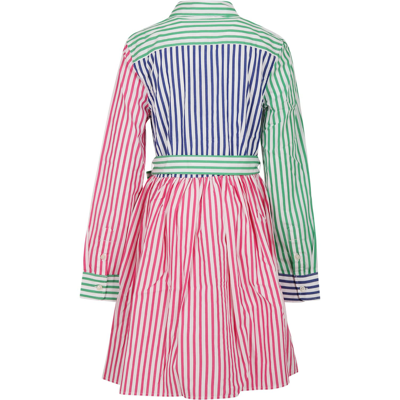 Shop Ralph Lauren White Dress For Girl With Pony In Multicolor