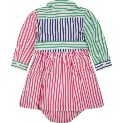 Shop Ralph Lauren White Dress For Baby Girl With Pony In Multicolor