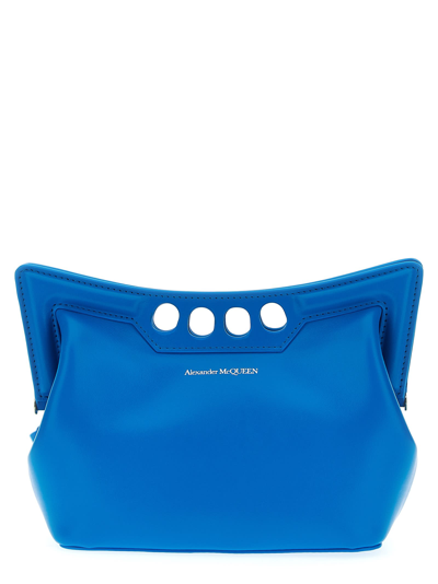 Shop Alexander Mcqueen Peak Mini Shoulder Bag In Light Blue