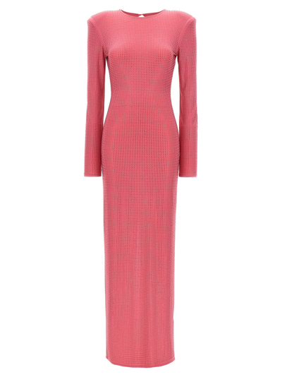 Shop Rotate Birger Christensen Long Rhinestone Dress In Pink