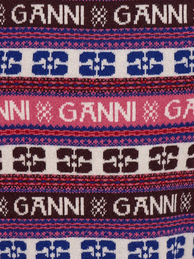 Shop Ganni Logo Sweater In Multicolor