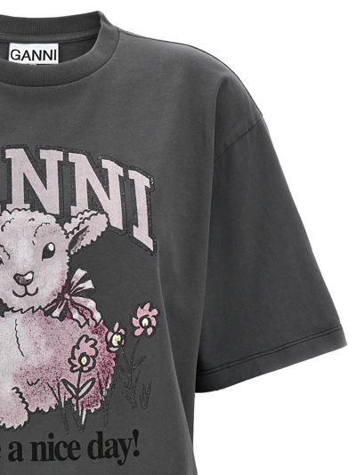 Shop Ganni Lamb T-shirt In Gray