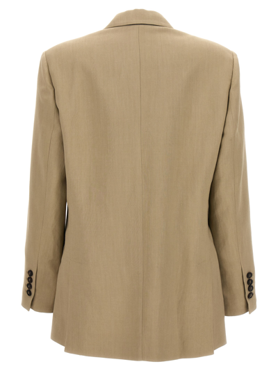 Shop Brunello Cucinelli Single-breasted Linen Blend Blazer In Beige