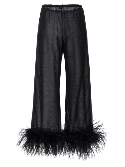Shop Oseree Lumiere Plumage Pants In Black