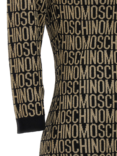 Shop Moschino Logo Dress In Black