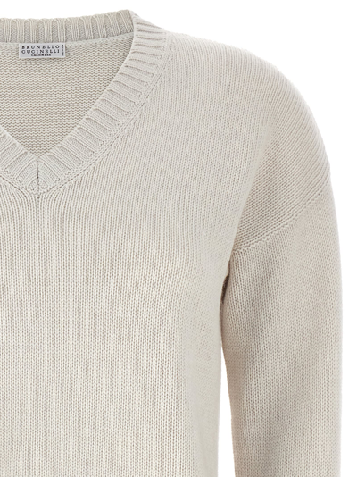 Shop Brunello Cucinelli V-neck Sweater In White