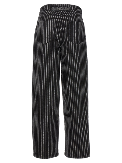 Shop Rotate Birger Christensen Sequin Pinstripe Jeans In Black