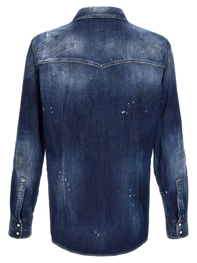 Shop Dsquared2 Fashion Western Shirt In Blue