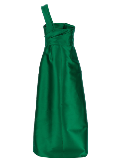 Shop Alberta Ferretti Mikado Dress In Green