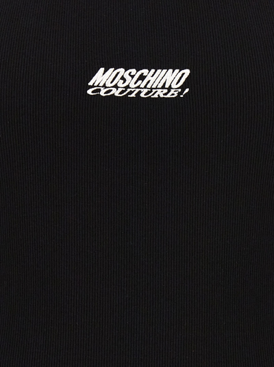 Shop Moschino Logo Embroidery Tank Top In Black