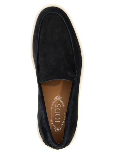 Shop Tod's Pantofola Loafers In Blue