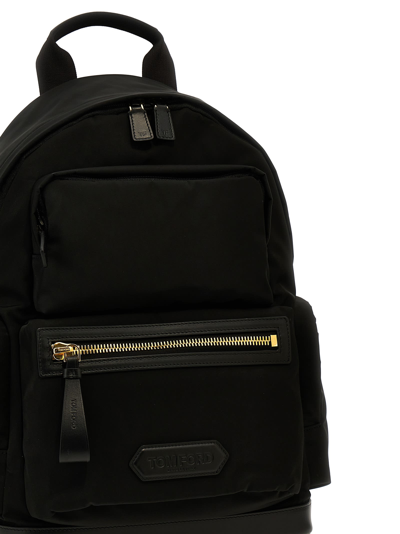 Shop Tom Ford Logo Nylon Backpack In Black