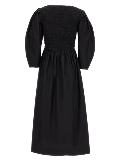 Shop Ganni Smock Stitch Dress In Black