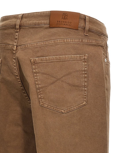 Shop Brunello Cucinelli Garment Denim Jeans In Brown
