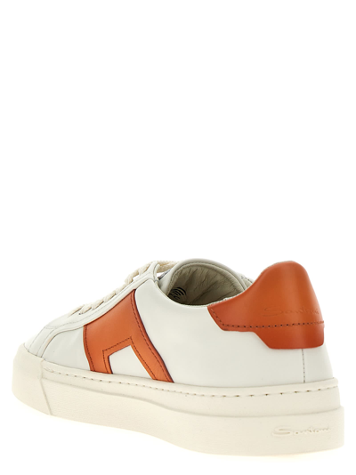Shop Santoni Double Buckle Sneakers In Orange