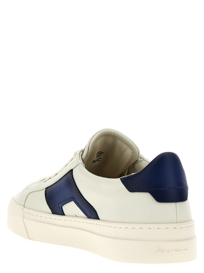 Shop Santoni Double Buckle Sneakers In Blue