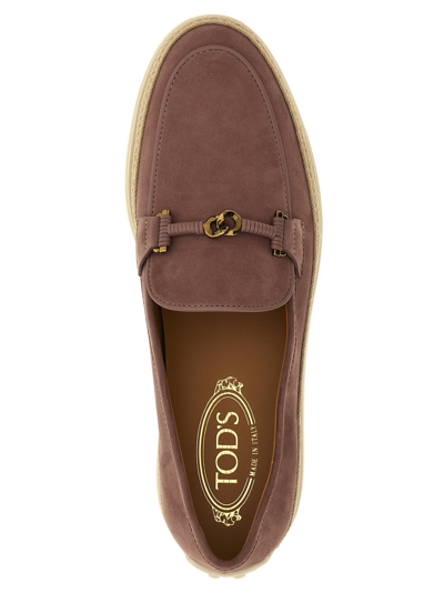 Shop Tod's T Ring Loafers In Purple