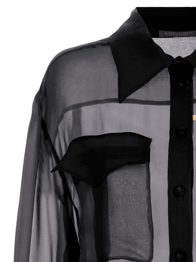 Shop Alberta Ferretti Chiffon Shirt In Black