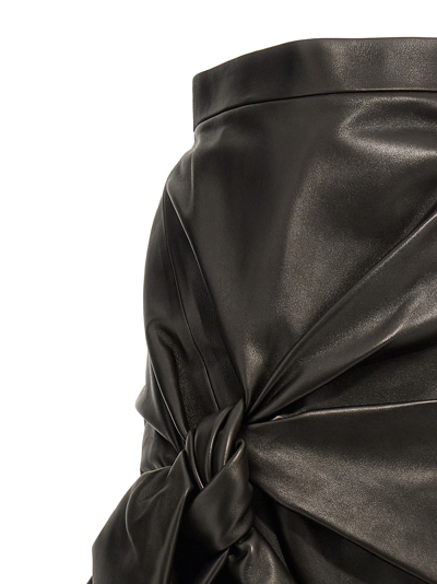 Shop Alexander Mcqueen Maxi Bow Leather Skirt In Black