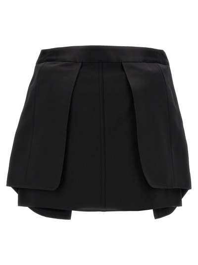 Shop Helmut Lang Satin Panel Skirt In Black