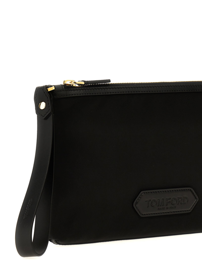 Shop Tom Ford Logo Nylon Clutch In Black