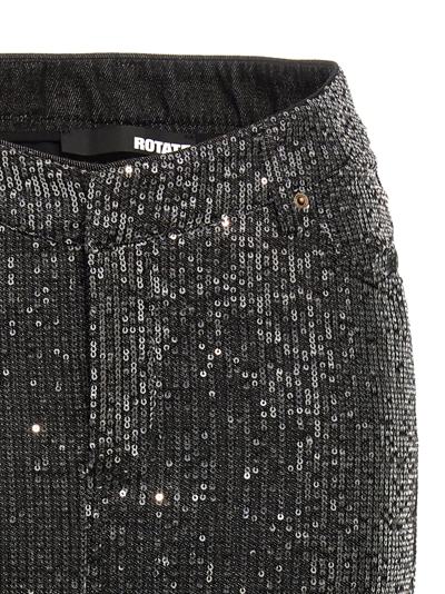 Shop Rotate Birger Christensen Sequin Denim Skirt In Black