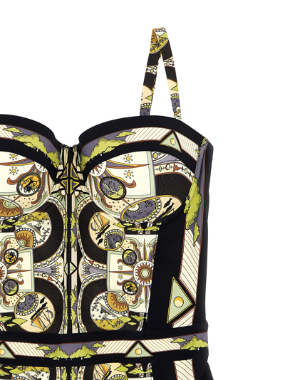 Shop Tory Burch One-piece Swimsuit With All-over Print In Multicolor