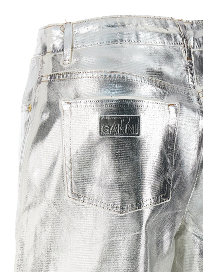 Shop Ganni Foil Jeans In Silver