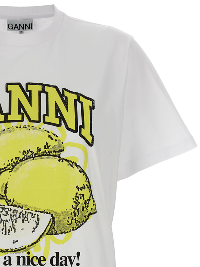 Shop Ganni Lemons T-shirt In White