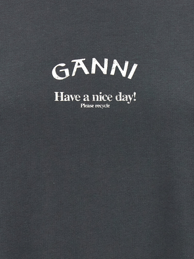 Shop Ganni Have A Nice Day! Sweatshirt In Gray