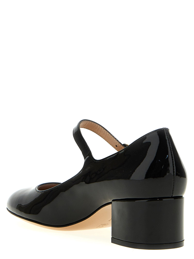 Gianvito Rossi Mary Ribbon Suede Pump Shoes In Black