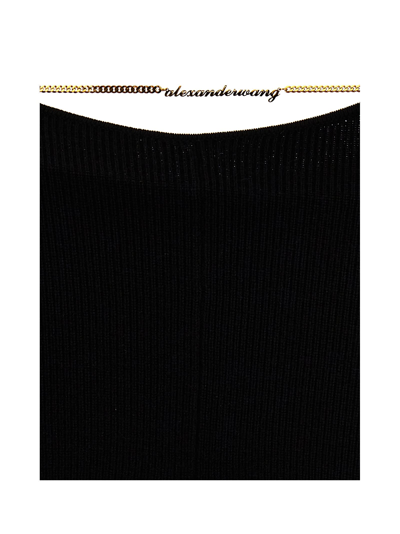 Shop Alexander Wang Gold Nameplate Chain Pants In Black