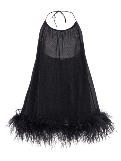 Shop Oseree Lumiere Plumage Dress In Black