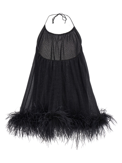 Shop Oseree Lumiere Plumage Dress In Black