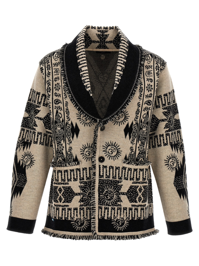 Shop Alanui Wood Block Ibrid Cardigan In White/black