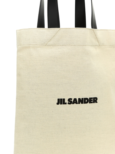 Shop Jil Sander Flat Shopper Medium Shopping In White/black