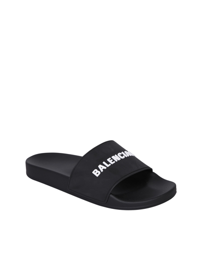 Shop Balenciaga Logo-embossed Pool Slides In Black