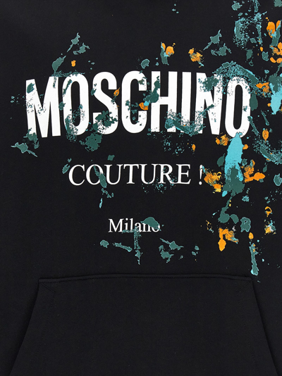 Shop Moschino Printed Hoodie In Black