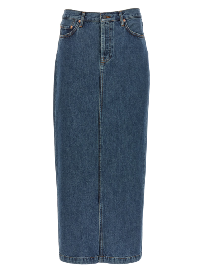 Shop Wardrobe.nyc Column Denim Skirt In Blue