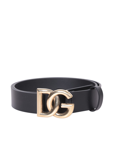 Shop Dolce & Gabbana Gold Buckle Black Belt