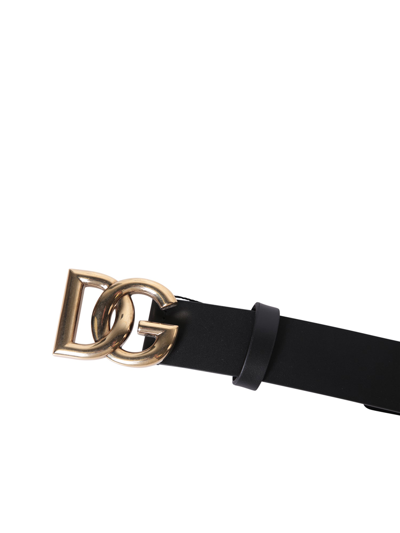 Shop Dolce & Gabbana Gold Buckle Black Belt