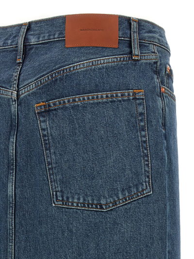 Wardrobe.nyc Indigo Column Denim Maxi Skirt In Blue