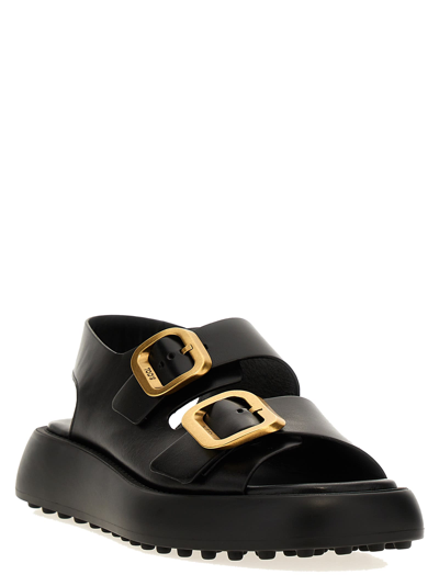 Shop Tod's Buckle Sandals In Black