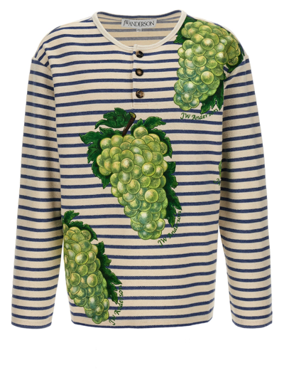 Shop Jw Anderson Grape Henley Sweater In Multicolor