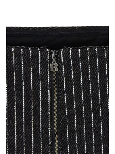 Shop Rotate Birger Christensen Sequin Pinstripe Crop Top In Black