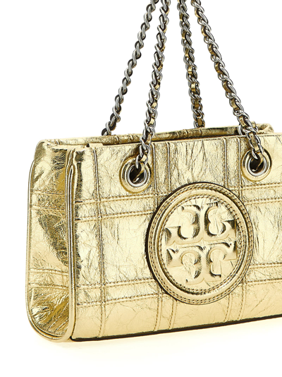 Shop Tory Burch Fleming Soft Metallic Quilt Mini Handbag In Gold