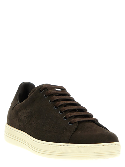 Shop Tom Ford Coconut Nubuk Sneakers In Brown