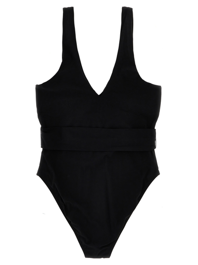 Shop Tory Burch Miller Plunge One-piece Swimsuit In Black