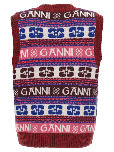 Shop Ganni Logo Vest In Multicolor