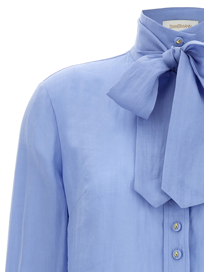Shop Zimmermann Bow Shirt In Light Blue